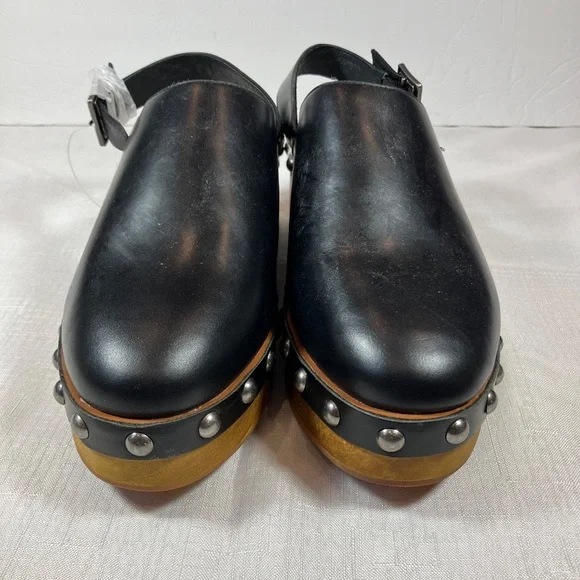 NWT Kelsi Dagger Brooklyn Warehouse Slingback Leather Clogs, Black, Size 10 - Picture 6 of 11